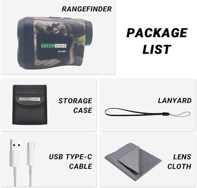 Range Finder for Hunting - 1200 Yards Golf Rangefinder with Slope Switch, Flag Lock, Speed Mode, Waterproof Rechargeable Hunting Range Finder, Ideal for Archery, Golf, Bow Hunter