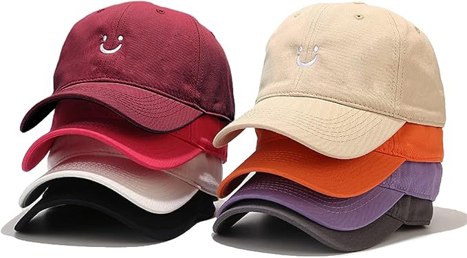 Umeepar Smile Face Baseball Cap for Women Men Adjustable Low Profile Unstructured Cotton Dad Hat