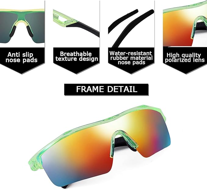 FEISEDY Kids Teens Baseball Polarized Sunglasses Sports TR90 Frame Boys Girls Cycling B2454