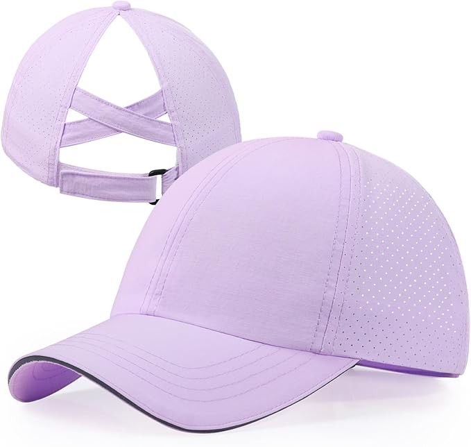 Girls Criss Cross Ponytail Hat Mesh Baseball Cap Kids Quick Dry Ponycap Hats Outdoor Summer Sports Hat Age 7-12