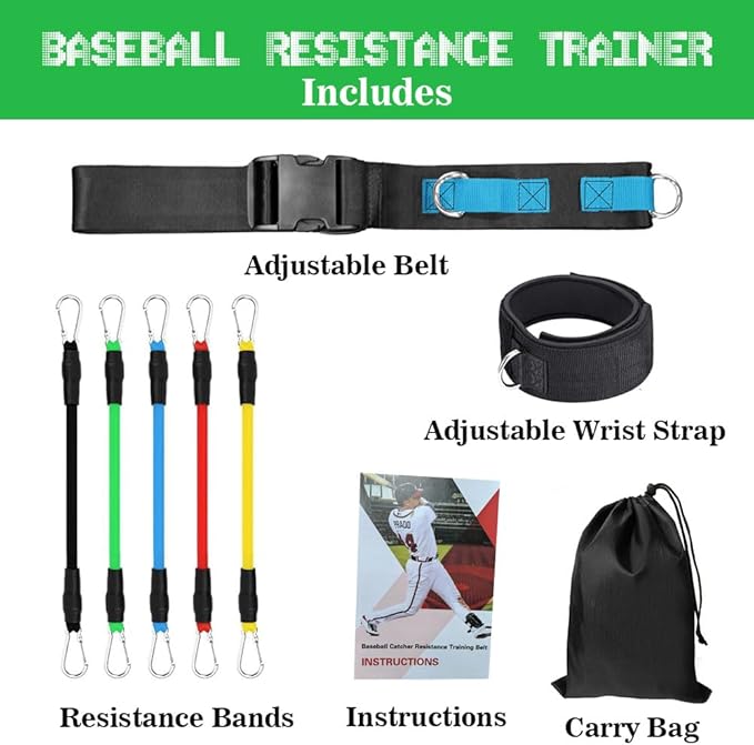 Baseball Resistance Bands for Catcher – Pro-Grade Catcher Framing Receiving Aid | 5-Level Adjustable Catcher Resistance Bands for Baseball/Softball Training (All Ages)