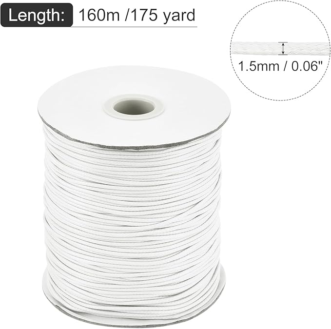 MECCANIXITY Waxed Cord 1.5mm Waxed Polyester Cord 175 Yard Wax String - Image 2