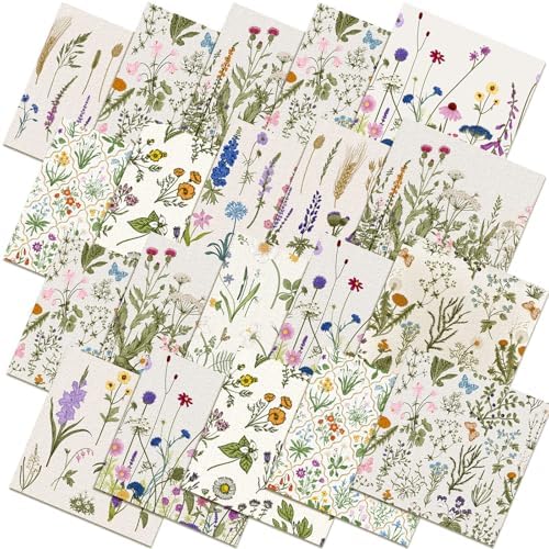 Hahafelt 10Pcs 18"x22" Wildflower Fat Quarter Floral Quilting Fabric Bundle