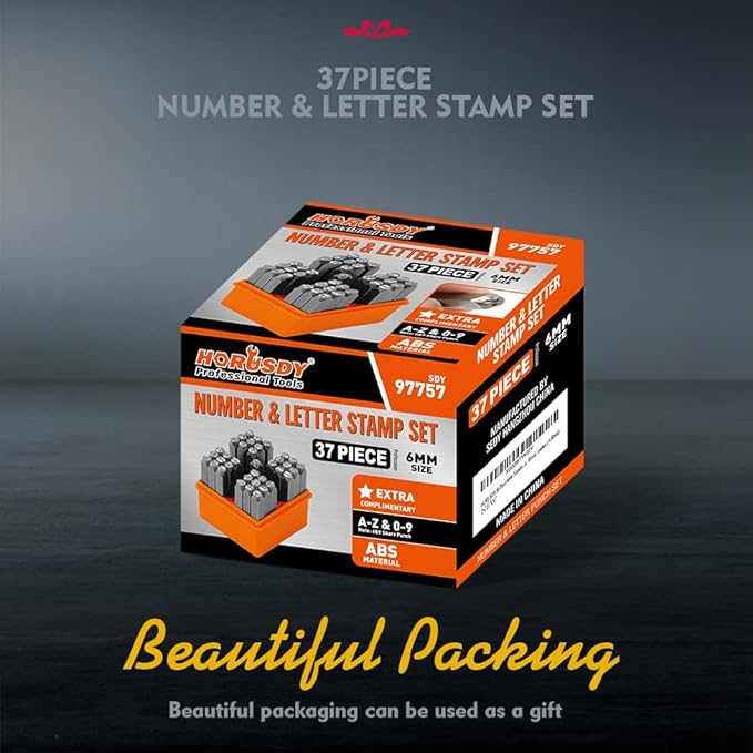 HORUSDY 37-Piece Number and Letter Stamp Set 1/4 Punch Perfect - Image 8