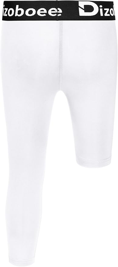 Youth Boys Compression Pants One Leg 3/4 Athletic Leggings for Sports Kids Basketball Tights Football Baseball Pants