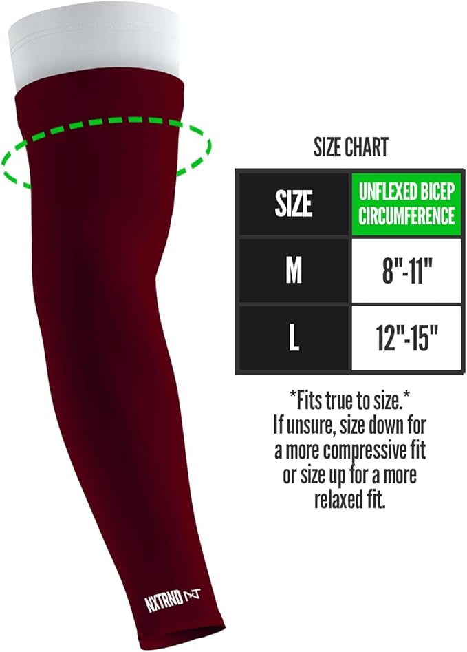 1 Pair Nxtrnd Compression Arm Sleeves for Men, Breathable Football, Basketball, Baseball Accessory, Adult & Kids