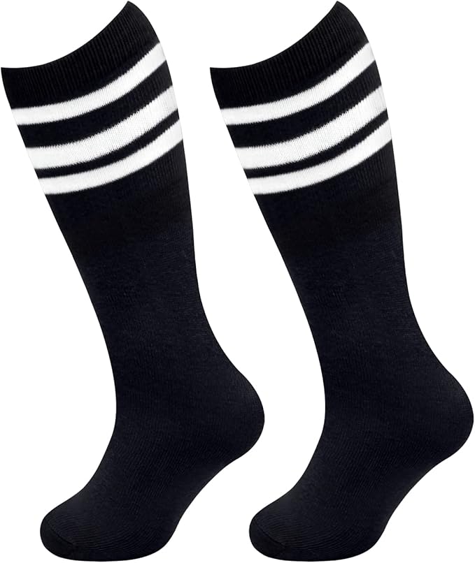 Sarfel Kids Soccer Socks Toddler Soccer Socks Girls Boys Soccer Socks Kids Tube Socks with Stripes Toddler Knee High Socks
