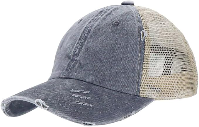Eohak Distressed Ponytail Hats Baseball for Women Messy-Bun Pony Caps