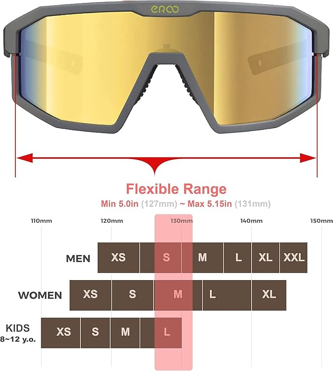 Eazyrun Kids Polarized Sports Sunglasses for Age 8-12 Youth Baseball Softball Cycling Glasses UV Protection for Boy Girl