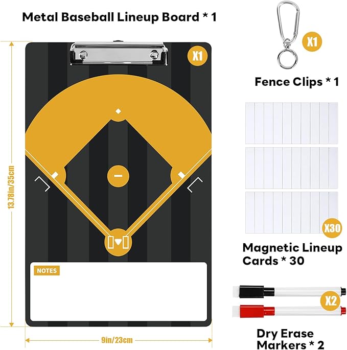 AOLEBA Baseball Lineup Board for Dugout,Dry Erase Magnetic Metal Baseball Clipboard for Coaches