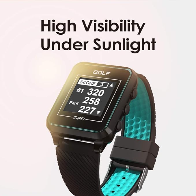 CANMORE TW353 Golf GPS Watch for Men and Women, High Contrast LCD Display, Free Update Over 41,000 Preloaded Courses Worldwide, Lightweight Essential Golf Accessory for Golfers, Turquoise/Black