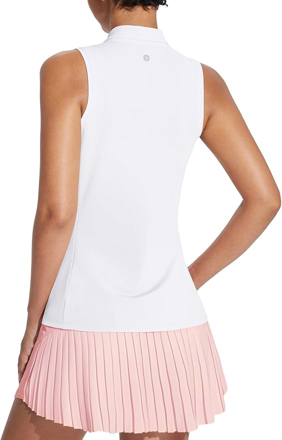 BALEAF Women's Golf Shirts Tank Tops Sleeveless Tennis Polo Racerback with Zipper Collar Athletic Tanks Quick Dry
