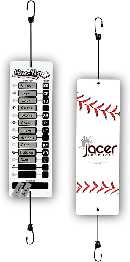 Jacer Ultimate Line Up Board for Baseball/Softball | Inning-by-Inning Design for Pitching Changes, Subs & Defensive Swaps | Great for Older Teams | Athlete-Tough Board Comes