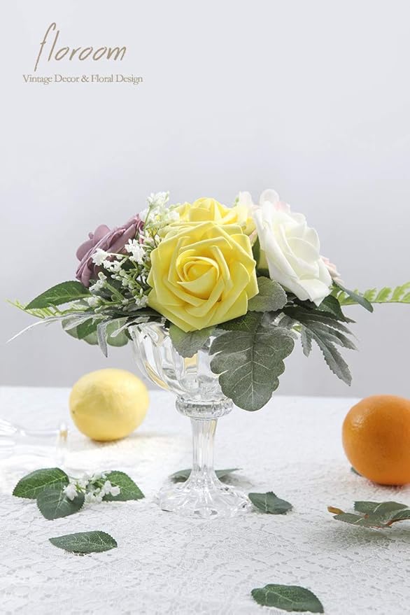 Floroom Artificial Flowers 25pcs Real Looking White Foam Fake Roses - Image 3