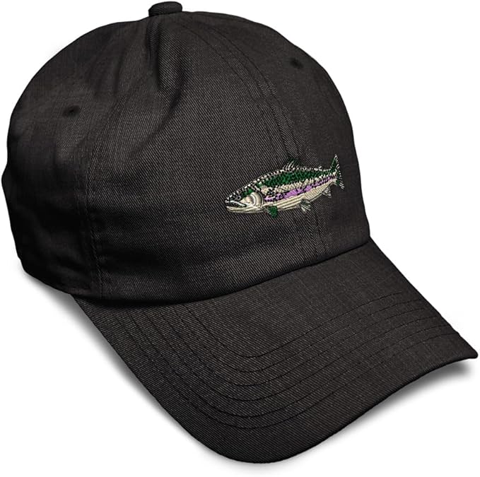 Custom Soft Baseball Hat Embroidered Dad Hat Fish Rainbow Trout Men & Ladies Baseball Cap Cotton