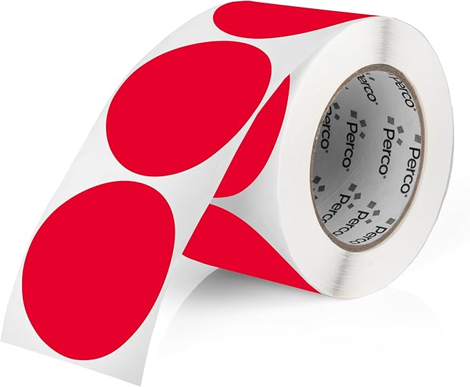 Perco Red 3-Inch Round Circle Dot Sticker Labels by Perco