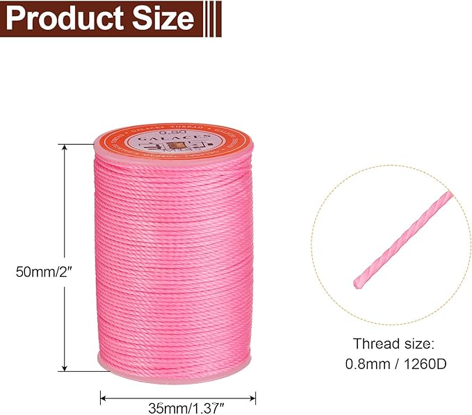 uxcell Round Leather Sewing Waxed Thread, 55m / 60 Yards Polyester Wax String - Image 2