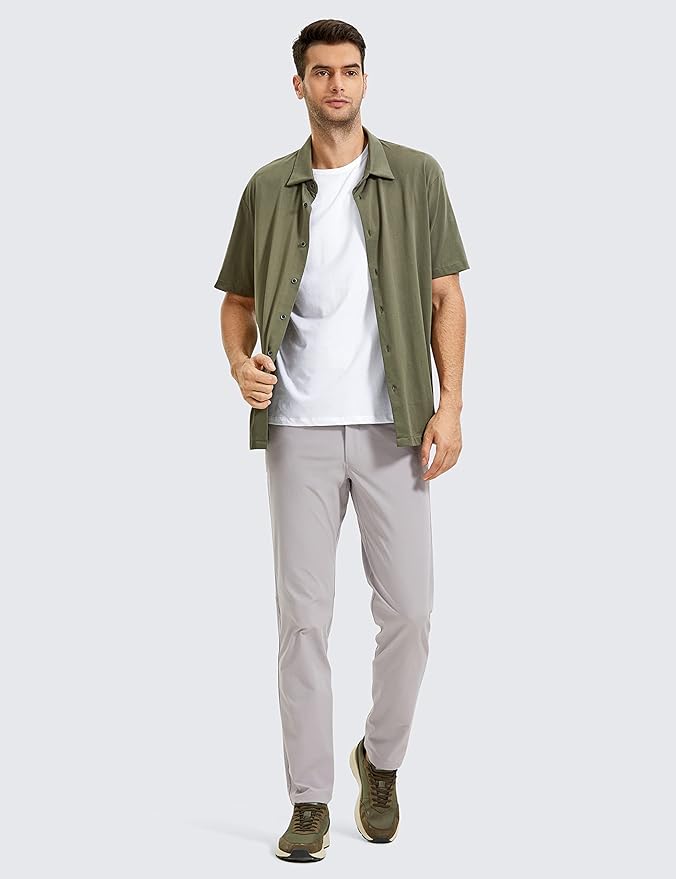 CRZ YOGA All Day Comfy 5-Pocket Golf Pants for Men - 28"/30"/32"/34" Quick Dry Lightweight Casual Work Stretch Trousers