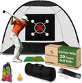 Golf Net for Backyard 10x7ft with 20 Foam Balls Set & Tri-Mat, Heavy Duty Golf Hitting Net Indoor Outdoor with Target, Home Training Equipment for Driving Chipping Swing Practice