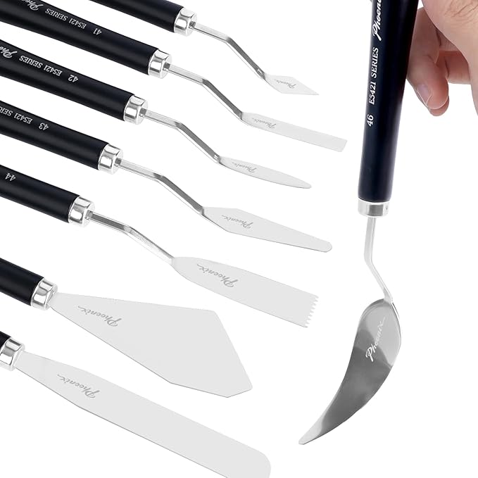 PHOENIX High Flexible Palette Knife Set, 8 Pieces Stainless Steel Painting - Image 2