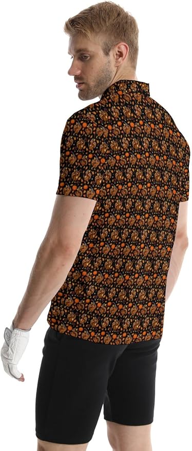 HUURAY Funny Golf Polos for Men Funny Print Short Sleeve Shirts Quick Dry Polo Shirts Hawaiian Shirt Performance Golf Outfits
