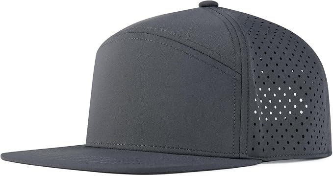 FEINION Men Flat Brim Adjustable Performance Hat Snapback Laser Perforated Baseball Cap