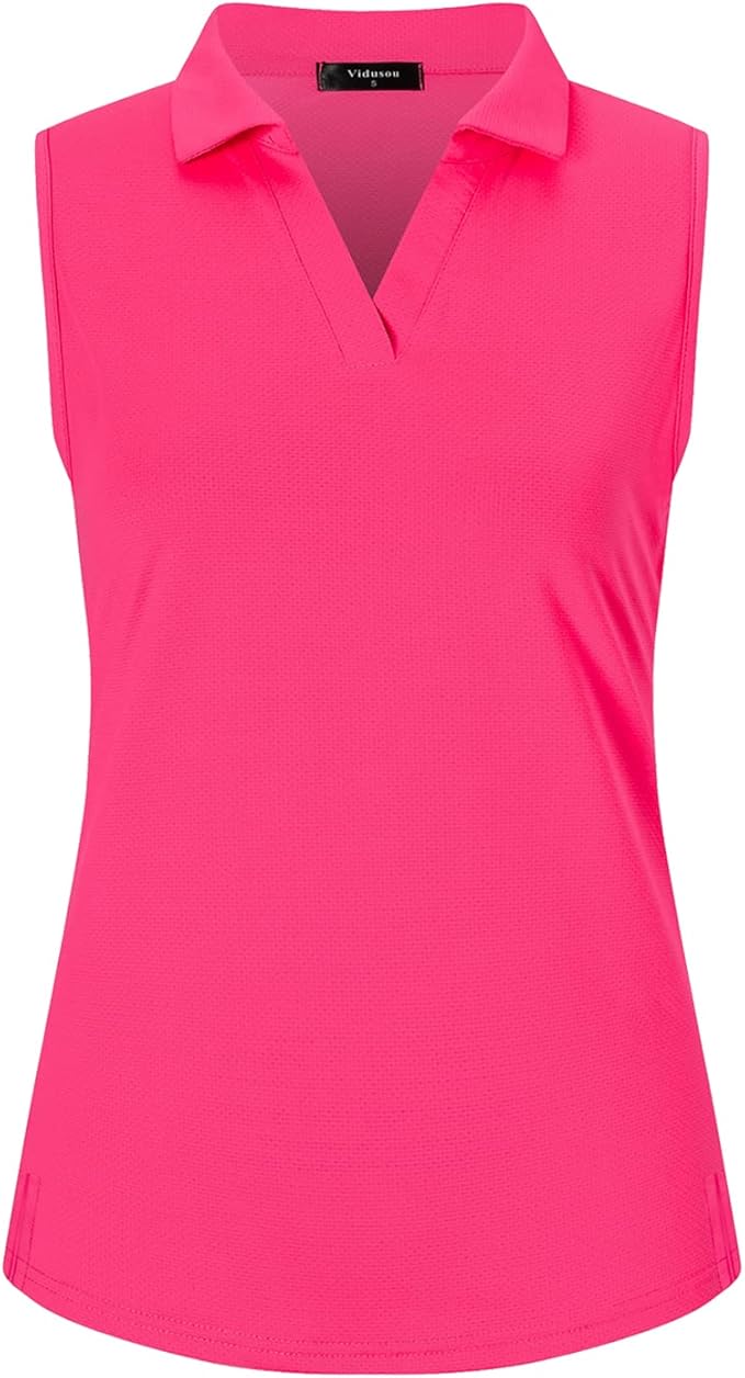 Womens Sleeveless V Neck Golf Polo Shirts