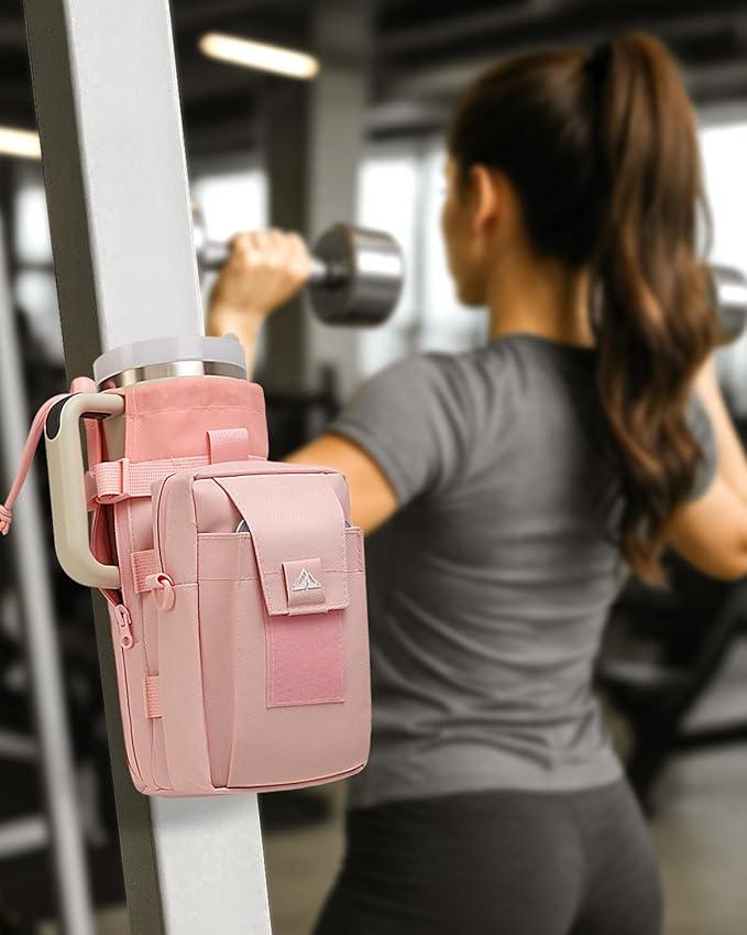 Nefeeko Magnetic Gym Bag, Water Bottle Holder with Phone Pouch, Adjustable Sling Strap, Detachable 2-in-1 Design, Gym Accessories for Men and Women, Water Bottle Bag for Fitness, Sports, Travel
