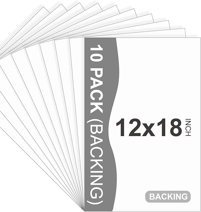 10 Pack Backing Boards, 12x18 Uncut White Mats Matboards, Acid-Free Backerboards by SOMIME