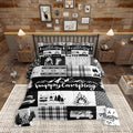 Castle Fairy Camper Adventure Full Size Comforter Set,Happy Camping Plaid RV Inside Decor Bedding Comforters Bedroom Collection,Arrow Hunt Cabin Rustic Farm Check Bedding Set for Girls Teens