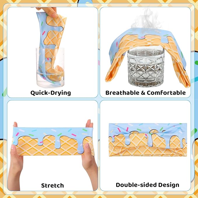 Ice Cream Baseball Headband and Ice Cream Sock Sports Elastic Sweatband Funny Sports Baseball Gifts for Youth Teen Women Men Athletes Football Basketball Running Gym Party Favors