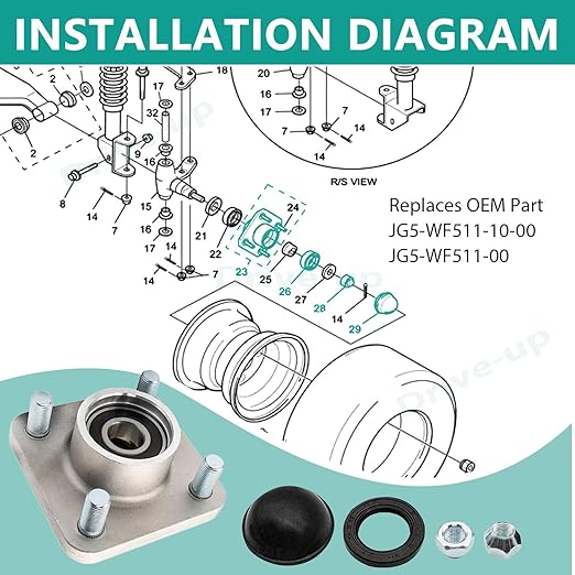 DRIVE UP 2 PCS Golf Cart Front Wheel Hubs Fits for Yamaha G2/G8/G9/G14/G16/G19/G22/G29 Drive Golf Carts, OEM JG5-WF511-10-00 JG5-WF511-00