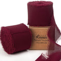 Ribbli Burgundy Chiffon Ribbon 1-1/2 inch x 20 Yard Handmade Fringe Chiffon by Ribbli