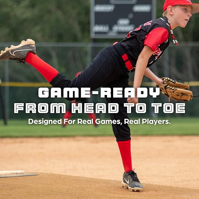 MadSportsStuff Softball or Baseball Socks and Belt Combo - Youth and Adult Sizes Boys and Girls Men and Women