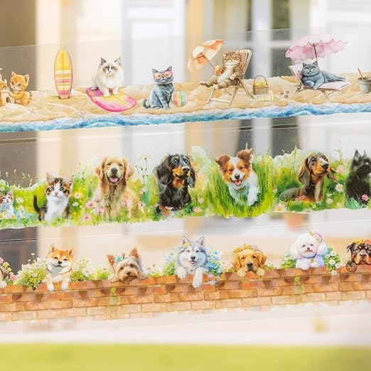 PET Tape Set for Junk Journal, 6 Rolls Cute Cat Tape Stickers, Journaling - Image 4