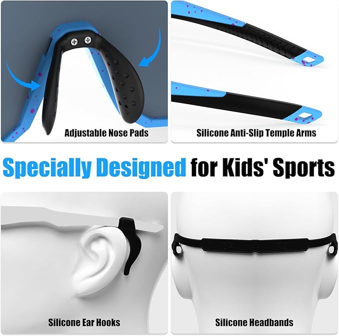 X-TIGER Kids Sunglasses Polarized Youth Baseball Sunglasses for 8-14 boys girls UV400 Sports Softball Cycling Glasses