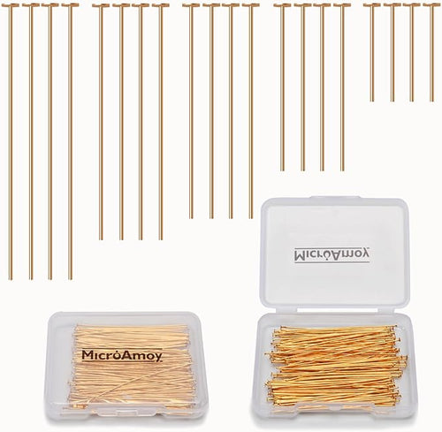 100pcs 18K Gold Filled Flat Head Pins Non Tarnish Craft Earring Bracelet by MICROAMOY