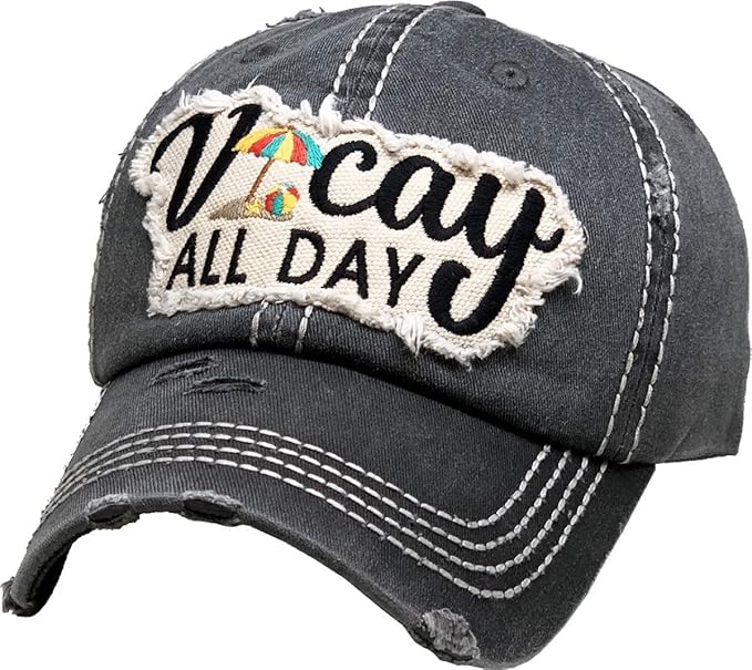 Funky Junque Distressed Vintage Baseball Cap - Embroidered Patch Women's Hat - Holiday, Lifestyle & Patriotic Designs