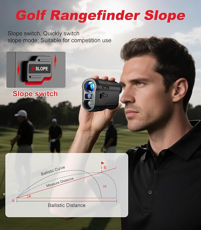 Golf Rangefinder with Slope, 1000 Yards Range Finder Golf, 6X Magnification, Flag Locking Vibration, Rechargeable Laser Range Finder