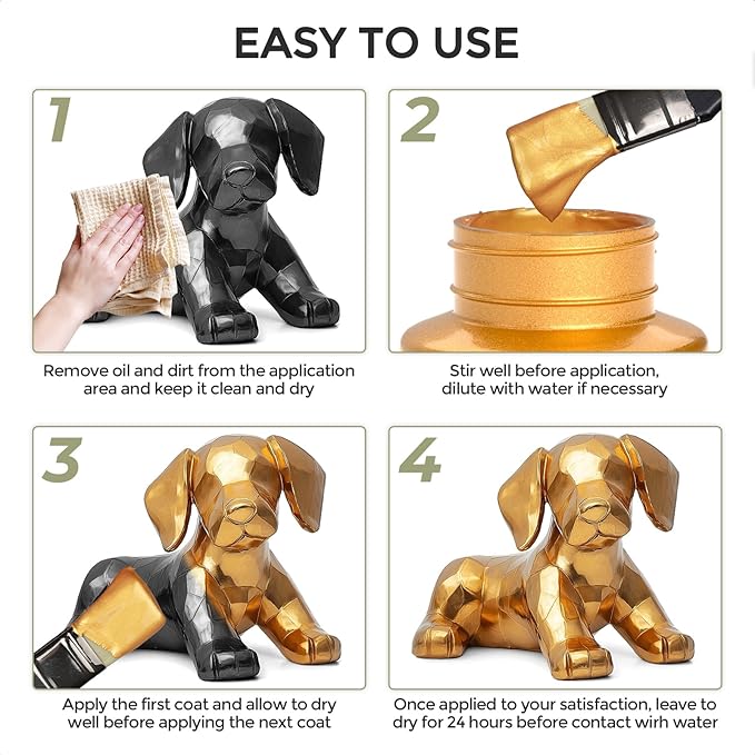 Nicpro Acrylic Paint Metallic, 3 Colors Gold, Copper 25.35oz/750ml Gold Leaf - Image 7