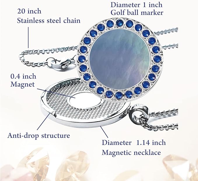 Golf Ball Marker Necklace, Pearl Crystal Ball Marker, Golf Accessories, Golf Gifts, Golf Ball Markers for Women