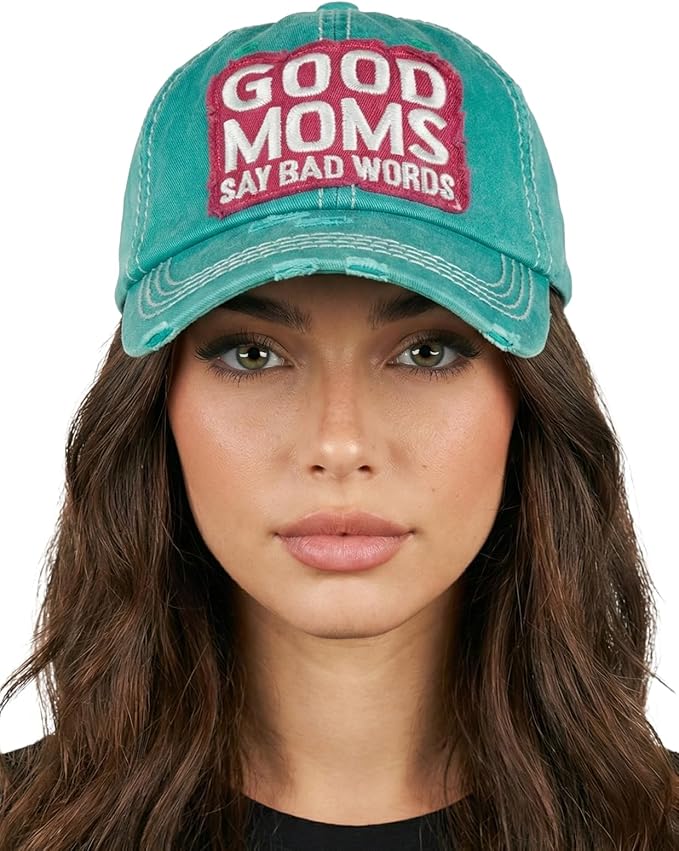 Funky Junque Distressed Vintage Baseball Cap - Embroidered Patch Women's Hat - Holiday, Lifestyle & Patriotic Designs
