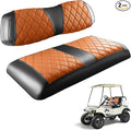Golf Cart Diamond Seat Covers Kit Suitable for 2000.5-UP Club Car DS Standard Front Seat Cushion, Club Car Front Seat Covers Kit No Drilling & Waterproof (Brown PVC Leather & Black Stitching)
