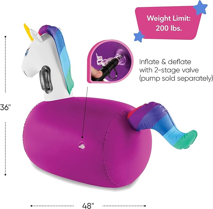 Hearthsong Hop N Go Inflatable Unicorn Riding Bouncy Hopping Toys - Image 3