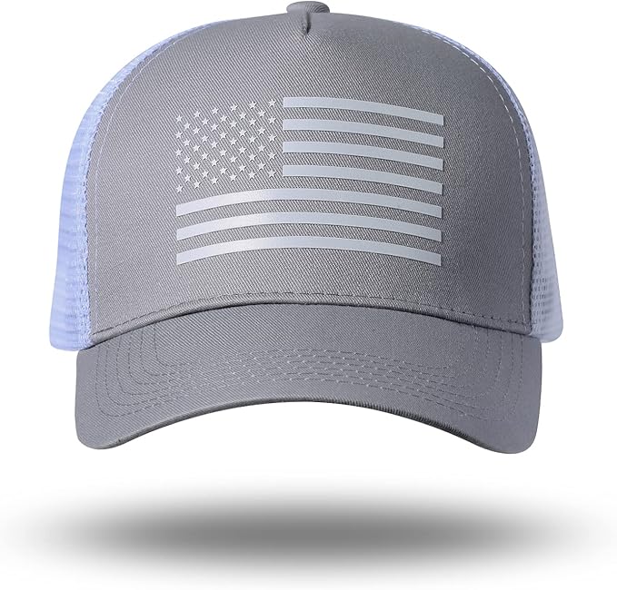 American Flag Trucker Hat - Snapback Hat, Baseball Cap for Men Women - Breathable Mesh Side, Adjustable Fit - for Casual Wear