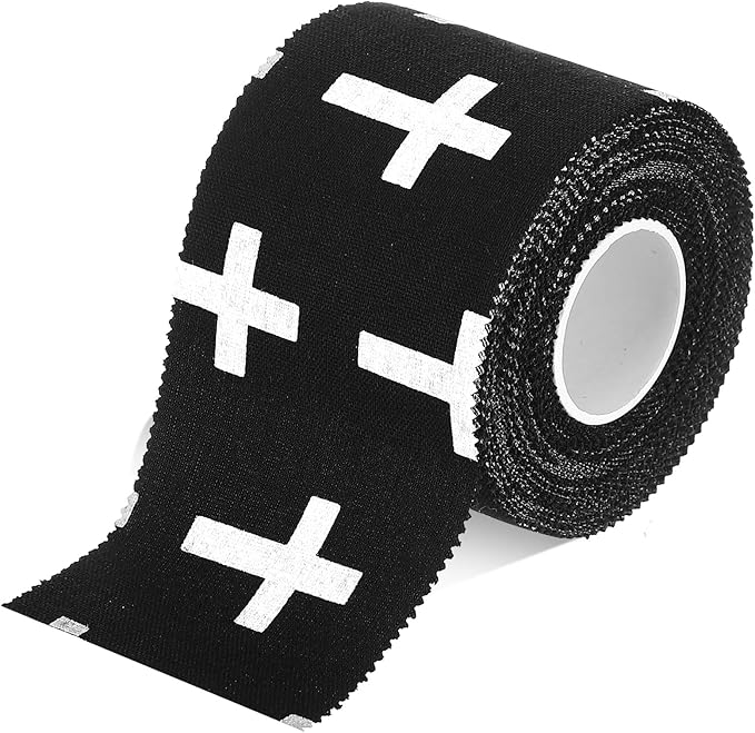 TrelaCo 1 Pcs Wrist Tape Baseball Cross Athletic 2in x 23ft Cotton Cross Wrist Tape Serrated Edges for Fingers Ankles Injury Wrap, Football Baseball Hockey Soccer (Black)