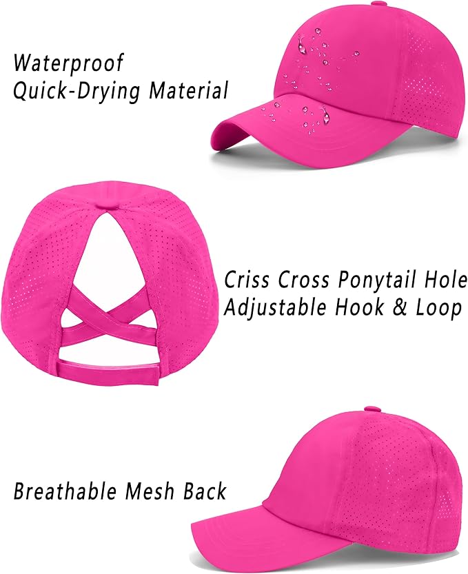 ZTL Women's High Ponytail Baseball Cap Performance Running Hat Quick Dry Mesh Sports Cap Unstructured Dad Trucker Hats