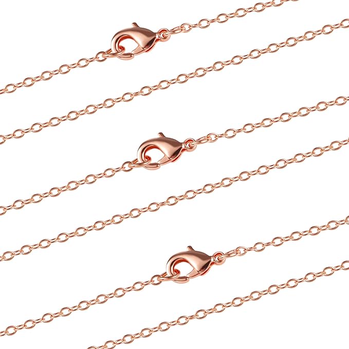 ALEXCRAFT Wholesale 12PCS Rose Gold Plated Solid Brass Chain Finished Flat by ALEXCRAFT