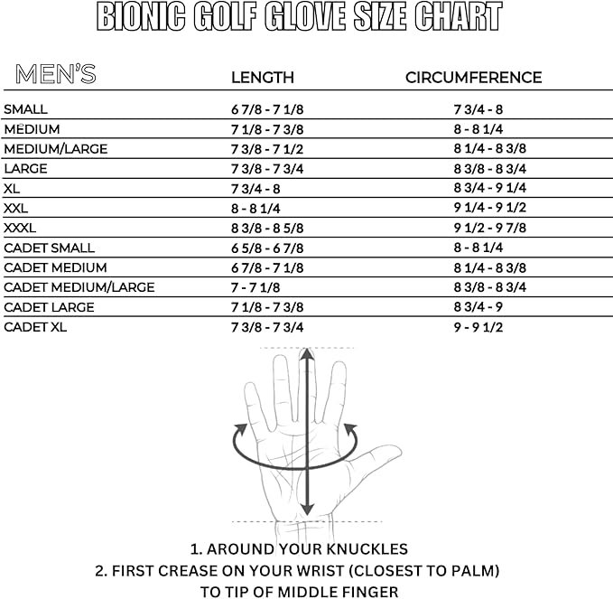 Bionic Men's StableGrip 2.0 Golf Glove Made from Premium Cabretta Leather