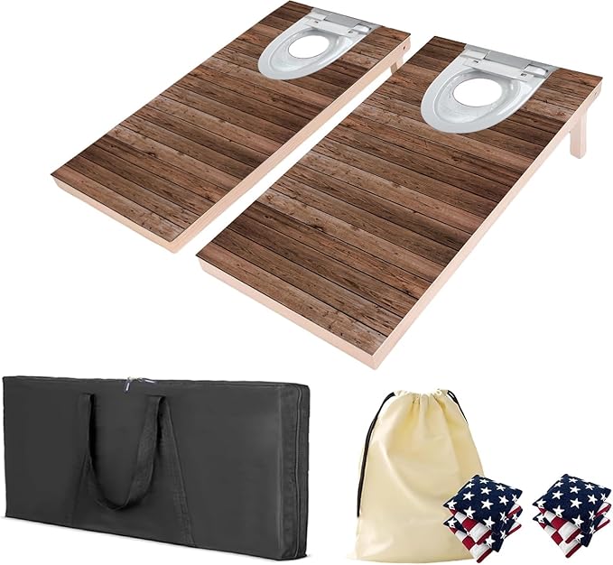 4×2FT Cornhole Board Set, Wooden Corn Hole Games by QZZIZ